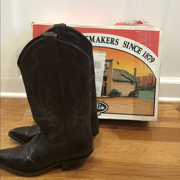 SALE❗️JUSTIN CHOCOLATE IGUANA LIZARD NARROW TOE - Picture 5 of 16